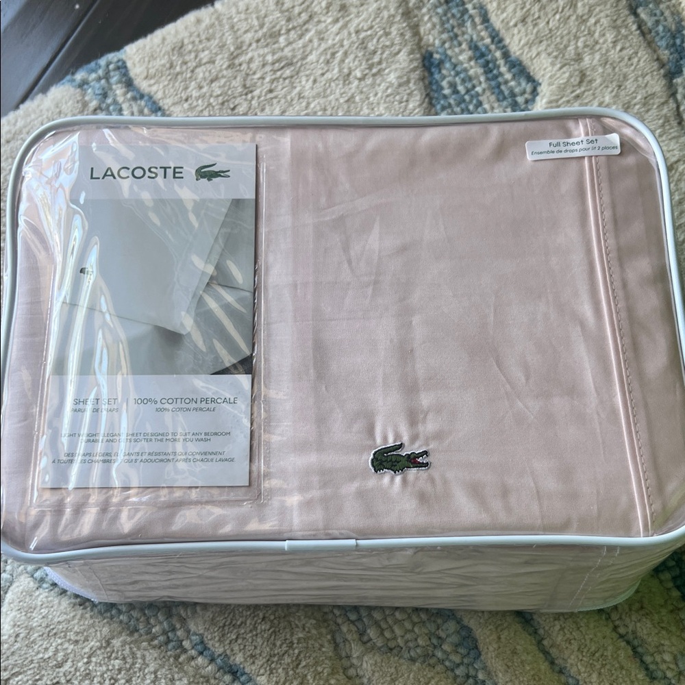 Bnib Lacoste Soft Pink Cotton Sheet Set